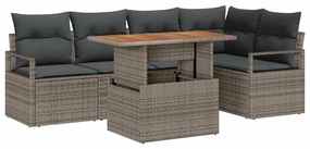 vidaXL Σετ Καναπέ Κήπου με αποθήκευση 6 pcs Γκρι Πολυ ράταν