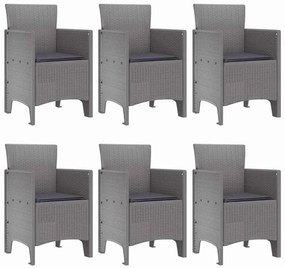 vidaXL Σέτ φαγητού για κήπο 7 pcs Ανοιχτό γκρι Rattan Polt