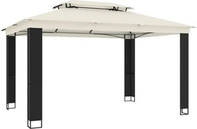 vidaXL Κιόσκι με Διπλή Οροφή Κρεμ 3,94x2,96 μ. Ατσάλινο