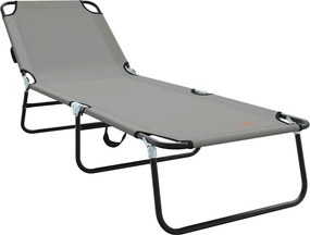 vidaXL Πτυσσόμενη ξαπλώστρα Γκρι 188 x 57 x 86,5 εκ. Πολυεστέρας