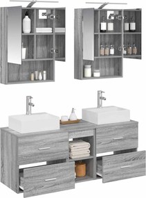 vidaXL Σετ Επίπλων Μπάνιου 5 pcs Γκρι Sonoma