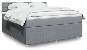 Κρεβάτι Boxspring με Στρώμα Ανοιχτό Γκρι 180x200 εκ. Υφασμάτινο - Γκρι