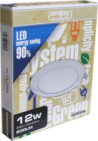 Led panel λευκό στρογγυλό χωνευτό 12W 230V 6500k ψυχρό φως 110° 800lm
