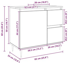 Ντουλάπι Νιπτήρα Μπάνιου Sonoma Δρυς 65x33x60 εκ. Επεξ. Ξύλο - Καφέ