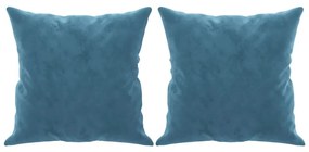 Καναπές Διθέσιος Μπλε 140 εκ. Βελούδινος με Διακ. Μαξιλάρια - Μπλε