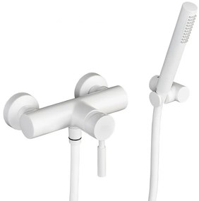 La Torre New Tech White Matt Μπαταρία Ντουζιέρας με Tηλέφωνο Anticalcare, Eπίτοιχο Στήριγμα Τηλεφώνου&amp;Άθραυστο Σπιράλ 12060-300