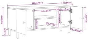 Έπιπλο Τηλεόρασης 105 x 33 x 46 εκ. από Μασίφ Ξύλο Ακακίας - Καφέ