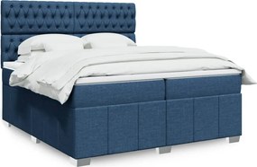 vidaXL Κρεβάτι Boxspring με Στρώμα Μπλε 200x200 εκ. Υφασμάτινο