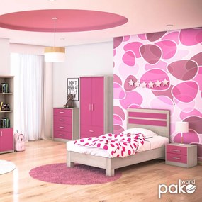 Κρεβάτι παιδικό Looney pakoworld σε χρώμα castillo-ροζ 100x200εκ