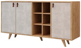 Μπουφές Prilika 811MDD3407 140x40x89cm Oak-White Μοριοσανίδα,Ξύλο