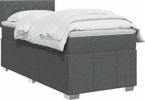 vidaXL Κρεβάτι box spring με στρώμα Σκούρο Γκρι 80 x 200 cm Ύφασμα