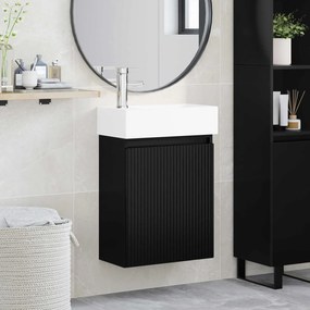 vidaXL Μονάδα μπάνιου με βρύση Μαύρο 45,5 x 22,5 x 84 εκ