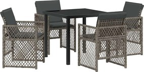 vidaXL Σέτ φαγητού για κήπο 5 pcs Γκρι συνθετικό ρατάν