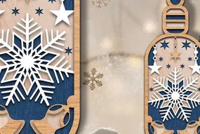 Intra απο ξύλο plywood 3mm-4mm πάχος Τρισδιάστατο χριστουγεννιάτικο φωτιστικό στολίδι με λέιζερ Δίασταση 8x8 cm INTRAFABR-80937967