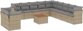 vidaXL Patio Sofa Set 11-θέσια Μίξη μπεζ και ανοιχτό γκρι