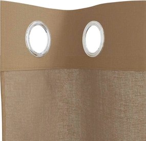 vidaXL Voile κουρτίνες με ροδέλες 2 τεμάχια Ανοιχτό Καφέ