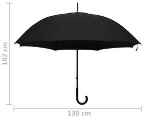 vidaXL Ομπρέλα Μαύρη 130 εκ.