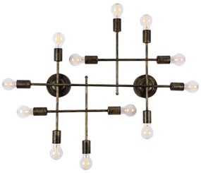 00669-1 GloboStar® PIPING 00669-1 Vintage Φωτιστικό Οροφής Πλέγμα Πολύφωτο 12 x E27 IP20 Μπρούτζινο Μέταλλο - Μ78.5 x Π9.5 x Υ64cm