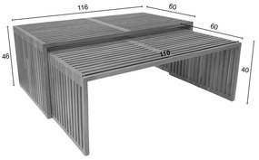 Τραπέζι Tinnie C027 σετ 2τεμ teak ξύλο σε φυσική απόχρωση 110x60x46 εκ.