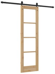 vidaXL Ολισθητή Πόρτα Καφέ 61 x 198.5 εκ. Ξύλο και μέταλλο