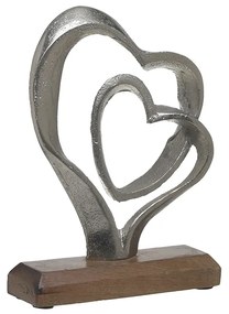 Διακοσμητική Επιτραπέζια Καρδια Μεταλλική-Ξύλινη Μπεζ-Ασημί inart 15x5x21εκ. 3-70-357-0127