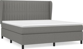 vidaXL Κρεβάτι Boxspring με Στρώμα Σκούρο Γκρι 180x200 εκ Υφασμάτιν