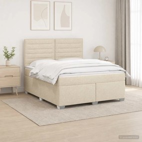 vidaXL Κρεβάτι box spring με στρώμα Κρεμ 140 x 200 cm Ύφασμα