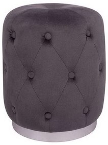 Σκαμπό Κυλινδρικό Torrie HM8405.01 Φ37x46cm Με Ασημί Βάση Βελούδινο Grey Velvet