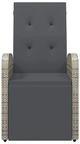 vidaXL Πολυθρόνα Κήπου Ανακλινόμενη Γκρι Συνθετικό Ρατάν με Μαξιλάρι