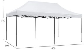 Κιόσκι Gazebo MATTHEW C6312 Πτυσσόμενο Μαύρο Μεταλλικό &amp; Λευκό Ύφασμα 3x6x3,10Yμ. 300x600x310 εκ.