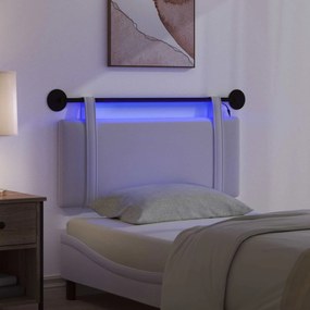 vidaXL Κεφαλάρι κρεβατιού κρεμαστό Με φωτισμό LED Λευκό Ύφασμα
