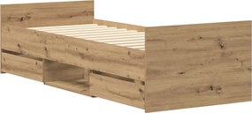 vidaXL Πλαίσιο κρεβατιού χωρίς στρώμα καφέ δρυς 100x200 cm