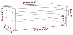 Βάση Οθόνης Καφέ Μελί 50x24x16 εκ. από Μασίφ Ξύλο Πεύκου - Καφέ