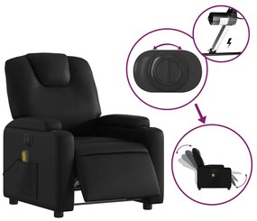 vidaXL Πολυθρόνα Μασάζ Ανακλινόμενη Ηλεκτρική Μαύρη Συνθετικό Δέρμα