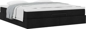 vidaXL Οθωμανικό κρεβάτι με στρώμα Μαύρο 180x200cm Ύφασμα