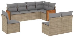 vidaXL Σαλόνι Κήπου Σετ 8 τεμ. Μπεζ Συνθετικό Ρατάν με Μαξιλάρια