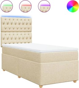 vidaXL Κρεβάτι Boxspring με Στρώμα Κρεμ 90x190 εκ.Υφασμάτινο