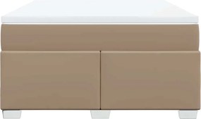 vidaXL Κρεβάτι Boxspring με Στρώμα Καπουτσίνο 140x190εκ.από Συνθ.Δέρμα