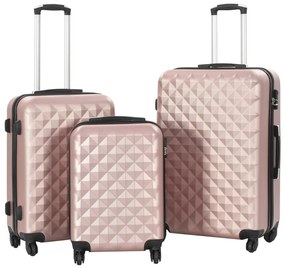 vidaXL Σετ Βαλιτσών Τρόλεϊ με Σκληρό Περίβλημα 3 τεμ. Ροζ Χρυσό ABS