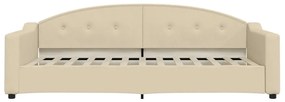 Καναπές Κρεβάτι με Στρώμα Κρεμ 90 x 200 εκ. Υφασμάτινο - Κρεμ