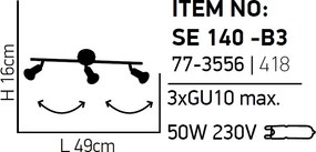 Σποτ Τρίφωτο Homelighting Saba 77-3556 Black