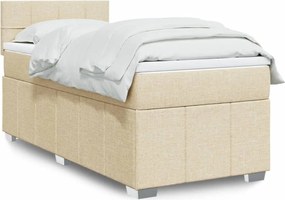 vidaXL Κρεβάτι Boxspring με Στρώμα Κρεμ 100 x 200 εκ. Υφασμάτινο
