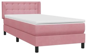 Κρεβάτι Boxspring με Στρώμα Ροζ 80x220 εκ. Βελούδινο - Ροζ