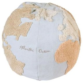 Πουφ Παγκόσμιος Χάρτης LOR-P-WMAP Beige-Light Blue 45Χ50Cm Lorena Canals Βαμβάκι-Μικροφίμπρα