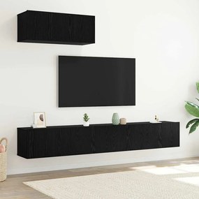vidaXL 3 Επίπεδα Ντουλάπα Τηλεόρασης Τοίχου Μαύρο Δρυς Ξύλο