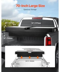 VEVOR Crossover Tool Box 70x20x13 In Heavy Duty Aluminum Toolbox for Truck Bed