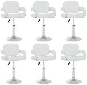Καρέκλες Τραπεζαρίας Περιστρεφόμενες 6 τεμ. Λευκές Δερματίνη