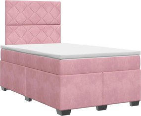 vidaXL Κρεβάτι box spring με στρώμα Ροζ 120 x 200 cm Βελούδο