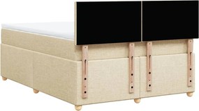 vidaXL Κρεβάτι Boxspring με Στρώμα Κρεμ 140x190 εκ. Υφασμάτινο