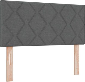 vidaXL Κρεβάτι Box Spring με Στρώμα και LED Σκούρο Γκρι Μονό Ύφασμα